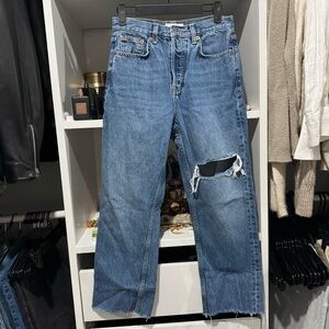Topshop Relaxed Blue Ripped Jeans